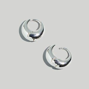 NEW Madewell Puffy Hoop Earrings - Polished Silver